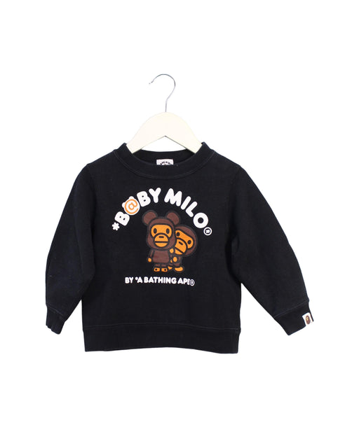 A Black Crewneck Sweatshirts from BAPE KIDS in size 18-24M for boy. (Front View)