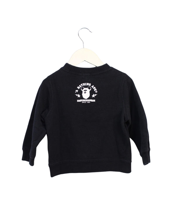 A Black Crewneck Sweatshirts from BAPE KIDS in size 18-24M for boy. (Back View)