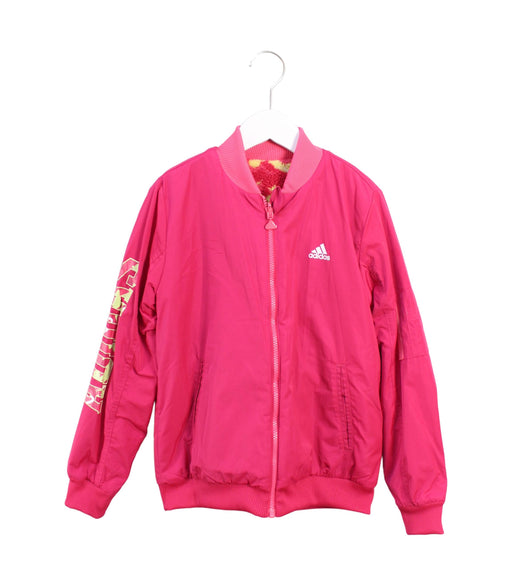 A Pink Lightweight Jackets from Adidas in size 10Y for girl. (Front View)