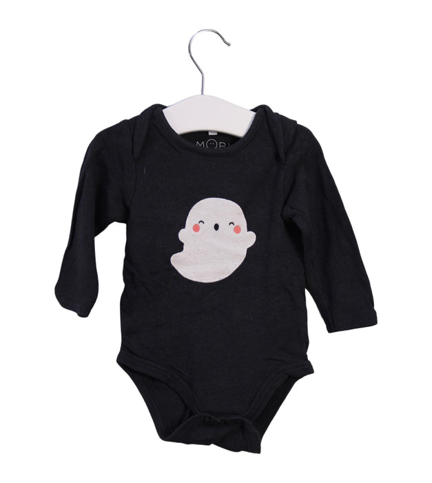 A Black Long Sleeve Bodysuits from Mori in size 6-12M for boy. (Front View)