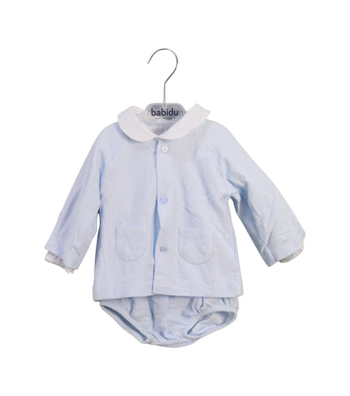 A Blue Long Sleeve Tops from Babidu in size 3-6M for girl. (Front View)