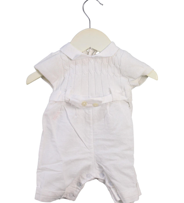 A White Rompers from Emile et Rose in size 0-3M for girl. (Front View)