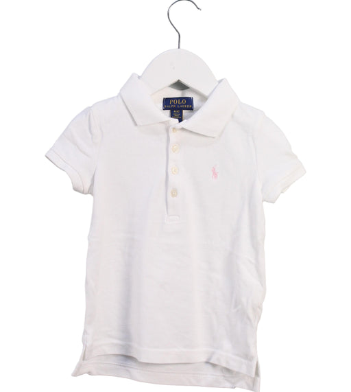 A White Short Sleeve Polos from Polo Ralph Lauren in size 4T for girl. (Front View)