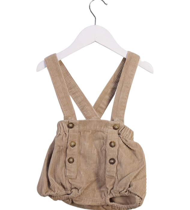 A Brown Overall Shorts from Louis Louise in size 6-12M for girl. (Front View)