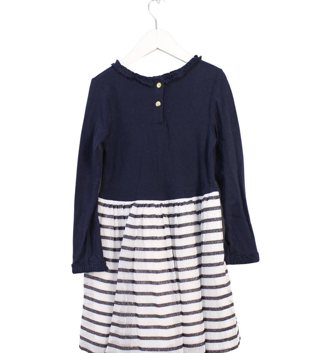 A Navy Long Sleeve Dresses from Petit Bateau in size 6T for girl. (Back View)