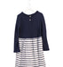 A Navy Long Sleeve Dresses from Petit Bateau in size 6T for girl. (Back View)