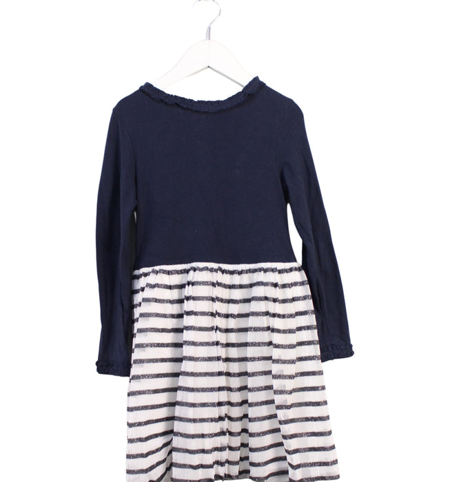 A Navy Long Sleeve Dresses from Petit Bateau in size 6T for girl. (Front View)