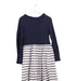 A Navy Long Sleeve Dresses from Petit Bateau in size 6T for girl. (Front View)