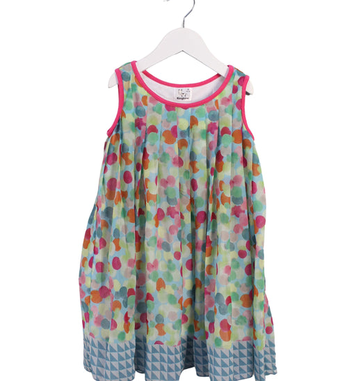 A Multicolour Sleeveless Dresses from Kingkow in size 6T for girl. (Front View)