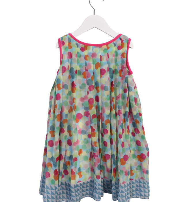 A Multicolour Sleeveless Dresses from Kingkow in size 6T for girl. (Back View)