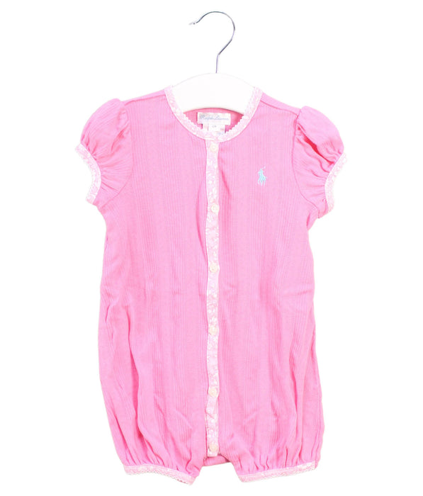 A Pink Short Sleeve Rompers from Ralph Lauren in size 6-12M for girl. (Front View)