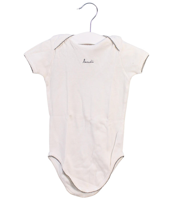 A White Short Sleeve Bodysuits from Bonpoint in size 12-18M for neutral. (Front View)