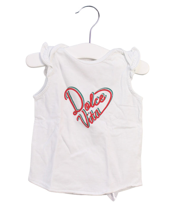 A White Sleeveless Tops from Bonton in size 12-18M for girl. (Front View)