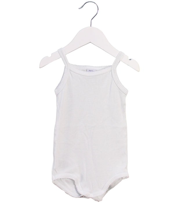 A White Sleeveless Bodysuits from Petit Bateau in size 6-12M for girl. (Front View)