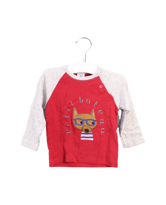 A Red Long Sleeve Tops from Petit Bateau in size 6-12M for boy. (Front View)