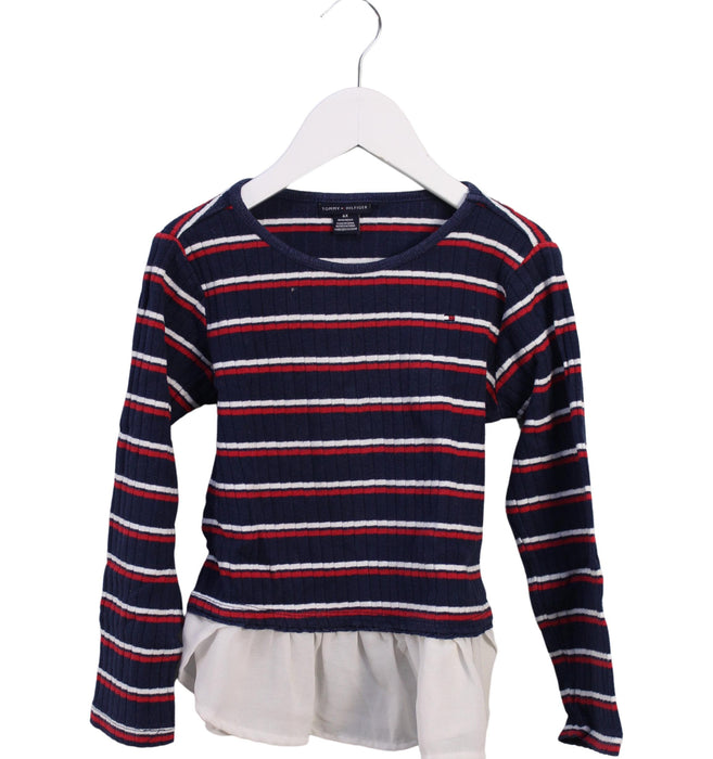 A Navy Long Sleeve Tops from Tommy Hilfiger in size 6T for girl. (Front View)