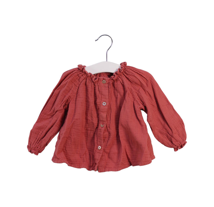 A Burgundy Long Sleeve Tops from Bonton in size 6-12M for girl. (Front View)