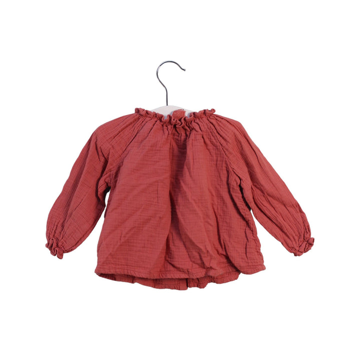 A Burgundy Long Sleeve Tops from Bonton in size 6-12M for girl. (Back View)