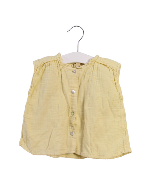 A Yellow Sleeveless Tops from Bonton in size 12-18M for girl. (Front View)