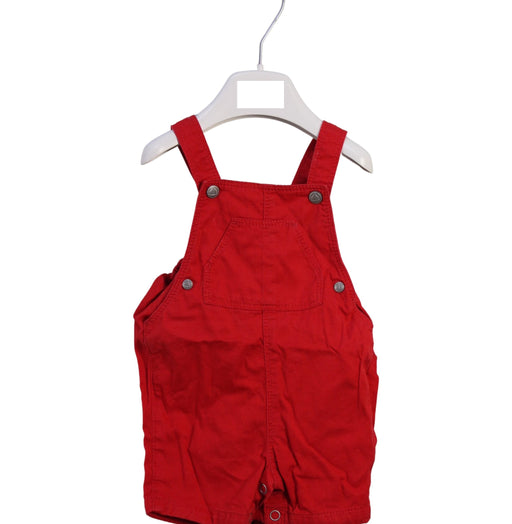 A Red Overall Shorts from Petit Bateau in size 0-3M for boy. (Front View)