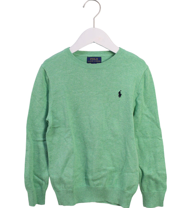 A Green Crewneck Sweatshirts from Polo Ralph Lauren in size 7Y for boy. (Front View)