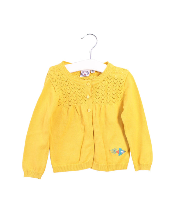A Yellow Cardigans from La Compagnie des Petits in size 18-24M for girl. (Front View)