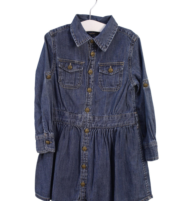 A Blue Long Sleeve Dresses from Polo Ralph Lauren in size 3T for girl. (Front View)