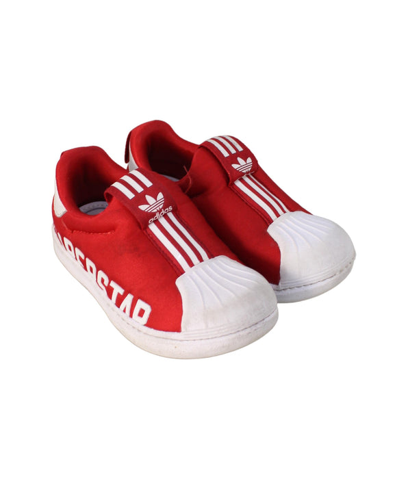 A Red Sneakers from Adidas in size 3T for girl. (Front View)