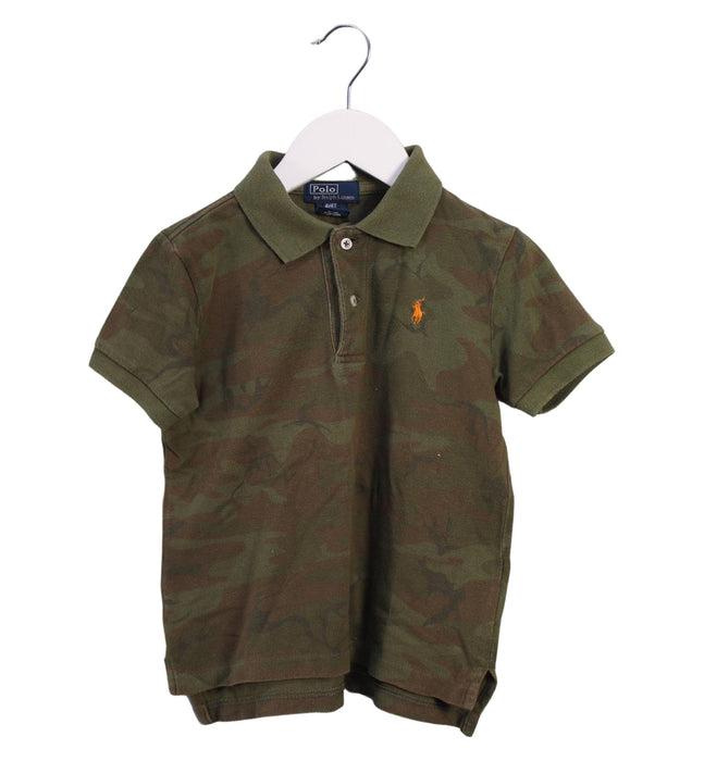 A Green Short Sleeve Polos from Polo Ralph Lauren in size 4T for boy. (Front View)