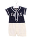 A Navy Short Sleeve Rompers from Petit Main in size 0-3M for boy. (Front View)