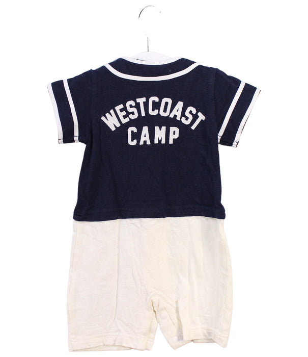 A Navy Short Sleeve Rompers from Petit Main in size 0-3M for boy. (Back View)