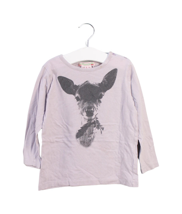 A Pink Long Sleeve Tops from Bonpoint in size 3T for girl. (Front View)