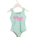 A Green Swimsuits from Shade Critters in size 4T for girl. (Front View)