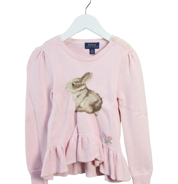 A Pink Knit Sweaters from Polo Ralph Lauren in size 5T for girl. (Front View)