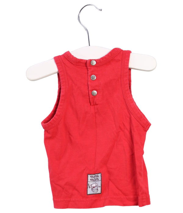 A Red Sleeveless Tops from Miniman in size 3-6M for boy. (Back View)