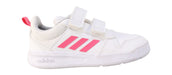 A White Sneakers from Adidas in size 3T for girl. (Back View)