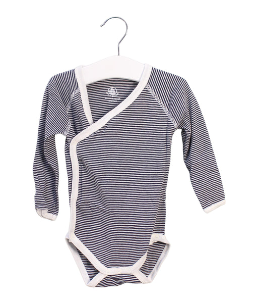 A Navy Long Sleeve Bodysuits from Petit Bateau in size 6-12M for boy. (Front View)