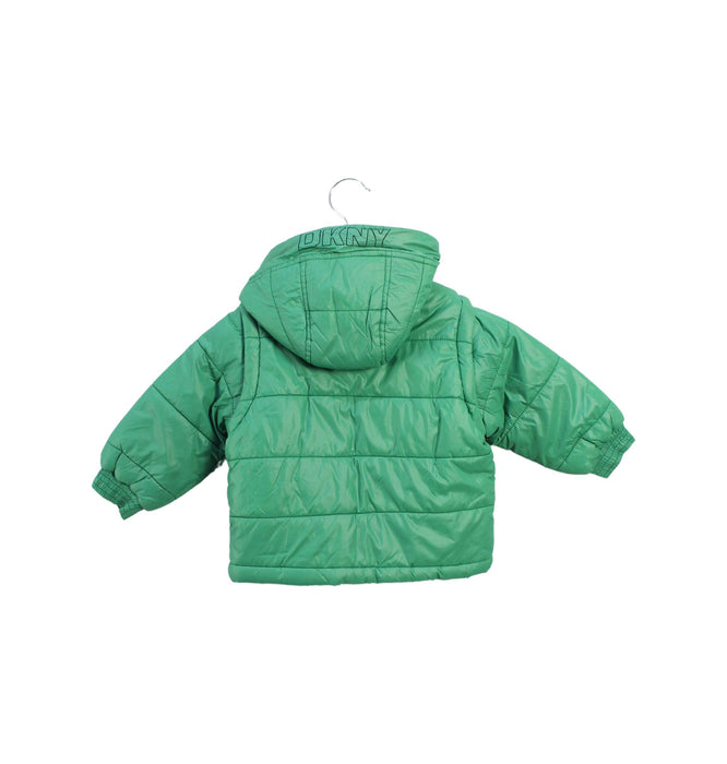 A Green Puffer/Quilted Jackets from DKNY in size 6-12M for boy. (Back View)