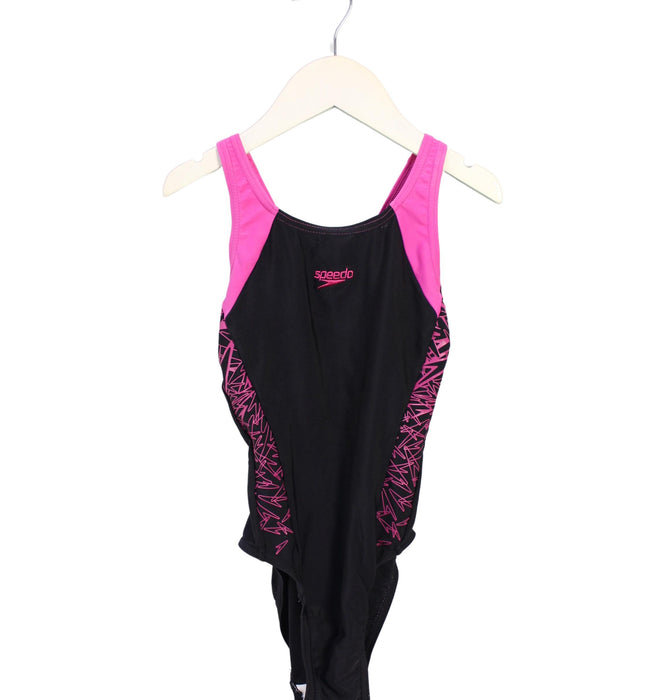 A Black Swimsuits from Speedo in size 8Y for girl. (Front View)