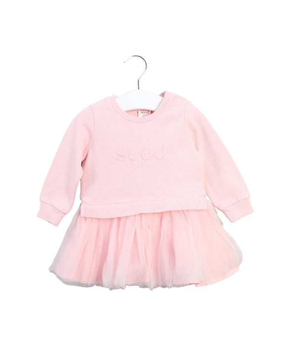 A Pink Long Sleeve Dresses from Seed in size 3-6M for girl. (Front View)