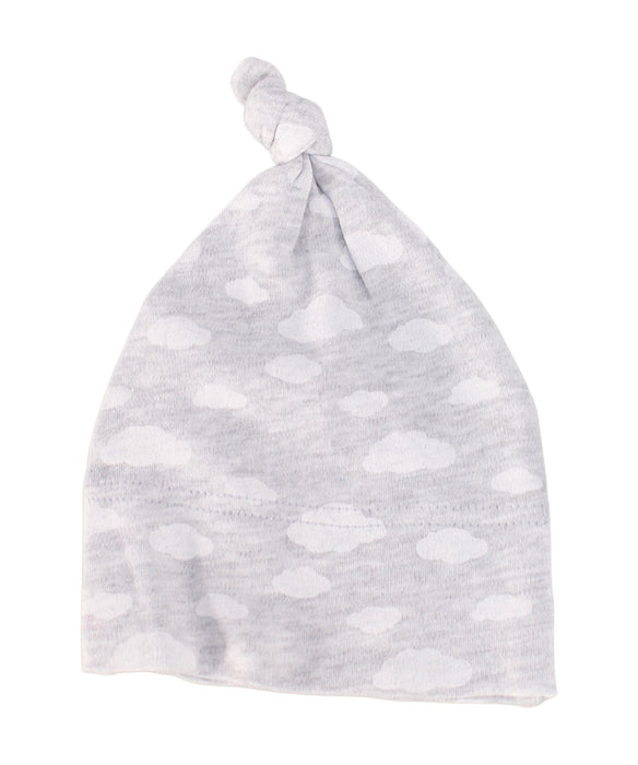 A Grey Beanies from The Little White Company in size Newborn for boy. (Front View)