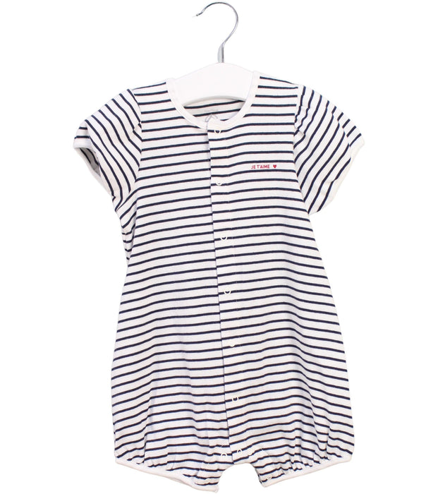 A White Short Sleeve Rompers from Petit Bateau in size 6-12M for girl. (Front View)