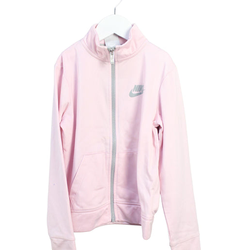 A Pink Zippered Sweatshirts from Nike in size 6T for girl. (Front View)