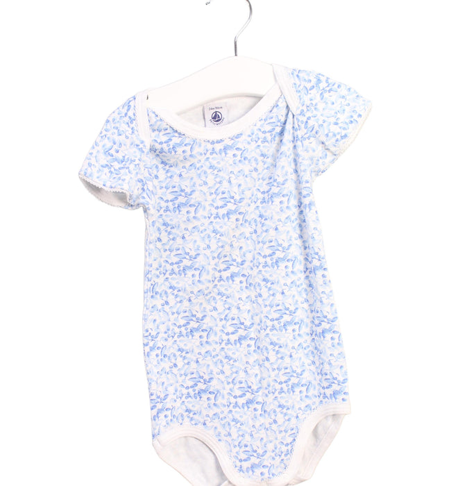 A Blue Short Sleeve Bodysuits from Petit Bateau in size 18-24M for girl. (Front View)