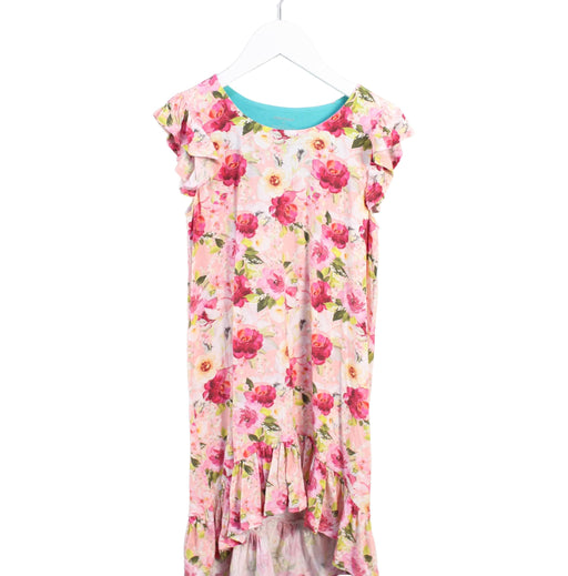 A Pink Short Sleeve Dresses from Posh Peanut in size 6T for girl. (Front View)