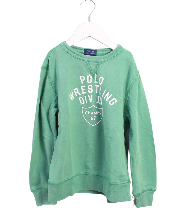 A Green Crewneck Sweatshirts from Polo Ralph Lauren in size 6T for boy. (Front View)