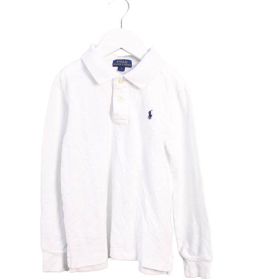 A White Long Sleeve Polos from Polo Ralph Lauren in size 7Y for boy. (Front View)