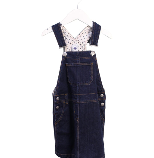 A Blue Overall Dresses from Petit Bateau in size 6T for girl. (Front View)