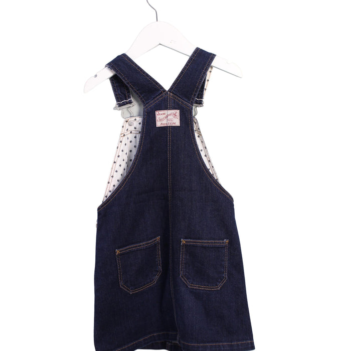 A Blue Overall Dresses from Petit Bateau in size 6T for girl. (Back View)