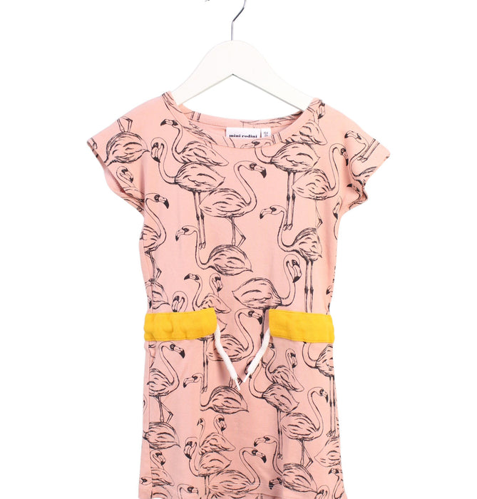 A Pink Short Sleeve Dresses from Mini Rodini in size 4T for girl. (Front View)